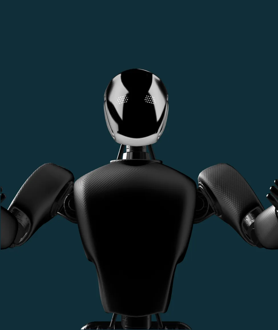 A black 3D robot, the Vurdex mascot